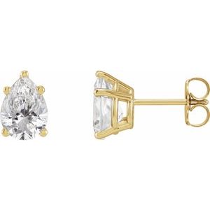 14K Yellow Gold Pear 7 X 5 Mm 1 Ctw Lab Grown Diamond Tapered Basket Earrings