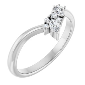 14K White Gold Natural Diamond Marquise 4 X 2 Mm Natural Diamond Polished 1/8 Ctw Natural Diamond Contour Band Size 7