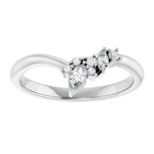 14K White Gold Natural Diamond Marquise 4 X 2 Mm Natural Diamond Polished 1/8 Ctw Natural Diamond Contour Band Size 7