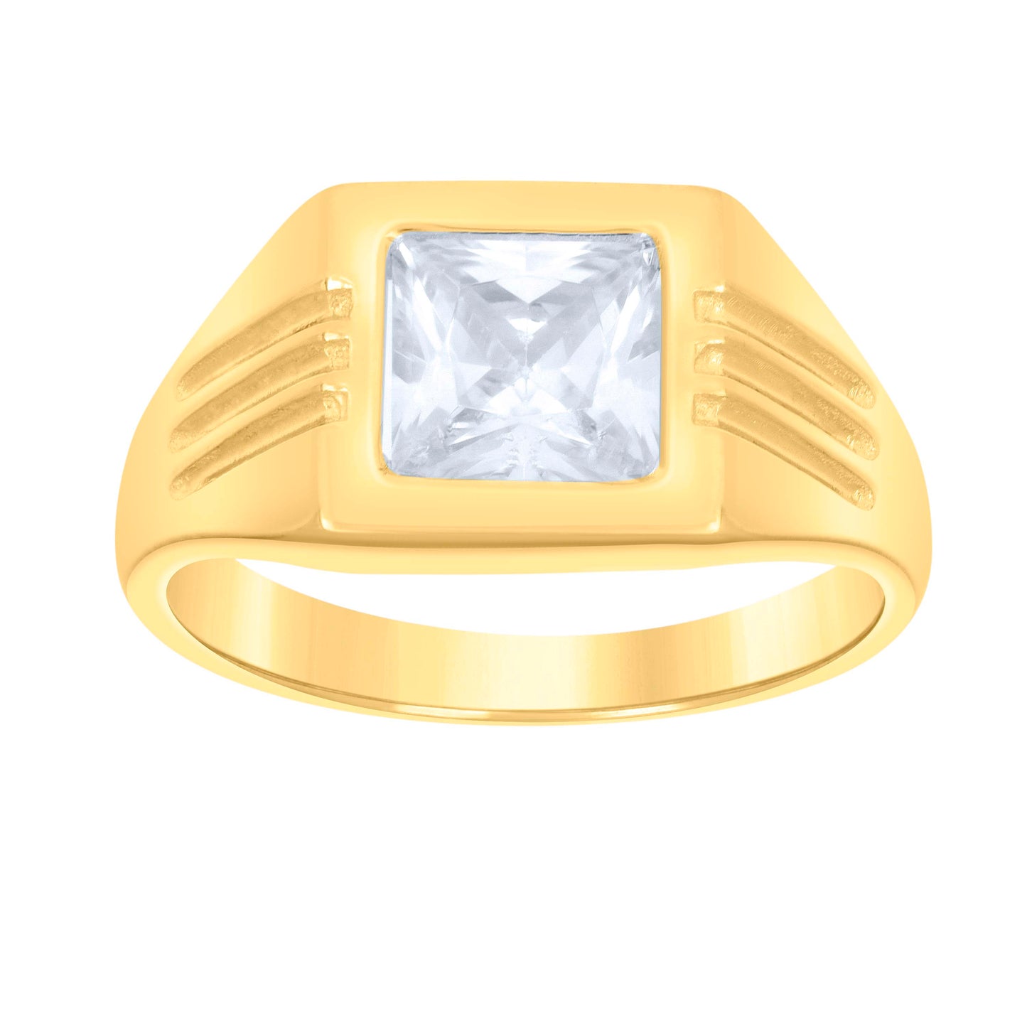 10K Yellow Gold Womens Princess Cut Cubic-Zirconia Square Head Fashion Bridal Anniversary Engagement Wedding Ring