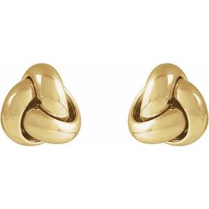 14K Yellow Gold 6 X 6 Mm Pair Friction Backs Polished Hollow Knot Earrings