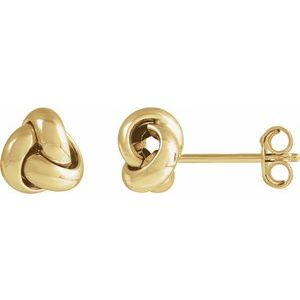 14K Yellow Gold 6 X 6 Mm Pair Friction Backs Polished Hollow Knot Earrings