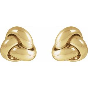 14K Yellow Gold 9 X 9 Mm Pair Friction Backs Polished Hollow Knot Earrings