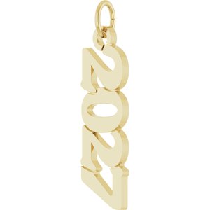 14K Yellow Gold 2027 19.1 X 5.4 Mm Polished Petite Year Pendant