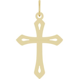 14K Yellow Gold 25.1 X 15 Mm Polished Cross Pendant