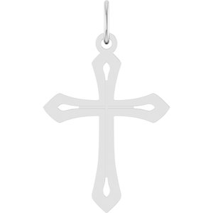 14K White Gold 25.1 X 15 Mm Polished Cross Pendant
