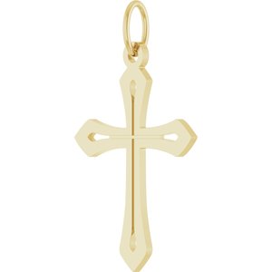 14K Yellow Gold 25.1 X 15 Mm Polished Cross Pendant