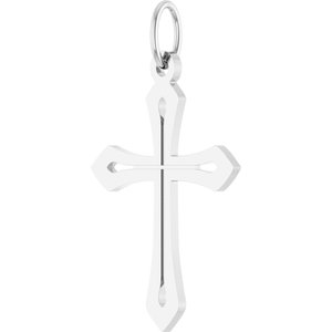 14K White Gold 25.1 X 15 Mm Polished Cross Pendant