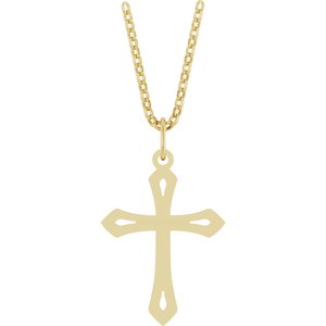 14K Yellow Gold 25.1 X 15 Mm 18 In Polished Cross Necklace