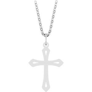 Sterling Silver 25.1 X 15 Mm 18 In Polished Cross Necklace