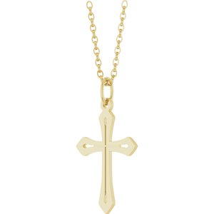 14K Yellow Gold 25.1 X 15 Mm 18 In Polished Cross Necklace