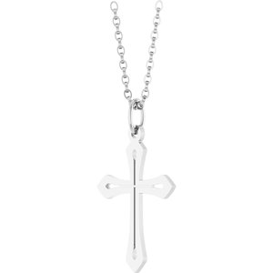 Sterling Silver 25.1 X 15 Mm 18 In Polished Cross Necklace