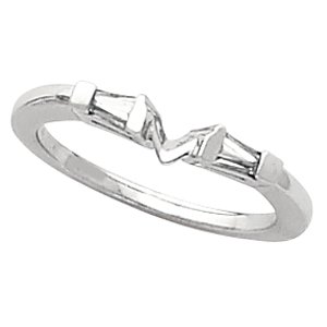 Platinum Tapered Baguette 4.25 X 2.5 X 1.5 Mm Polished 1/3 Ctw Natural Diamond Matching Band Size 6