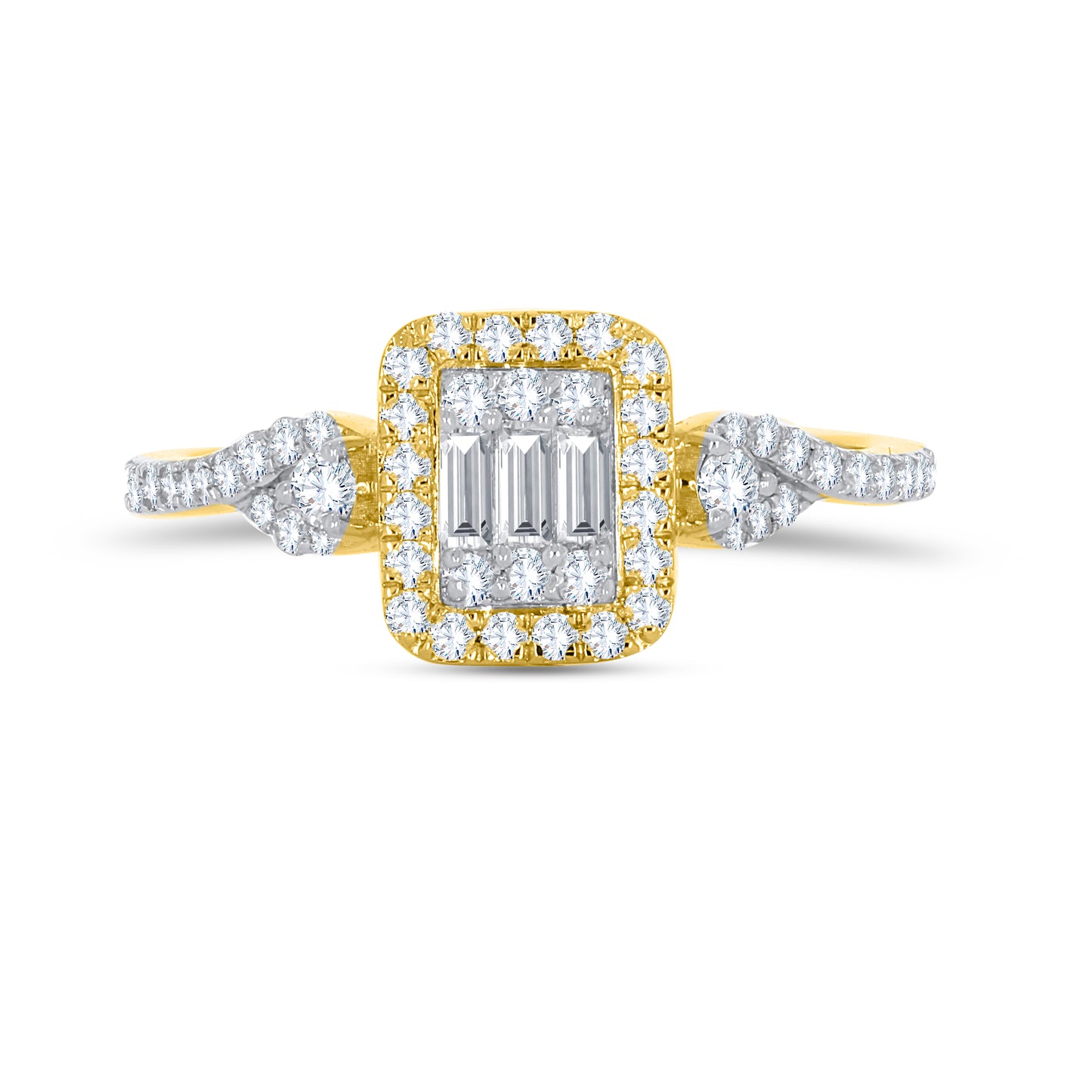 14K Two Tone Gold 0.48-0.50 Cttw Diamond Ladies Baguette Ring