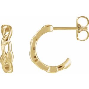 14K Yellow Gold Right Leaf Hoop Earring, Length: 12.9 Mm, Thickness: 3.5 Mm