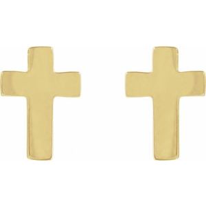 14K Yellow Gold 7 X 5 Mm Pair Press Fit Back Included Polished Cross Earrings With Press Fit Posts And Backs