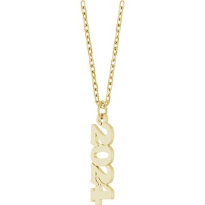 14K Yellow Gold 2024 19.1 X 5.4 Mm 18 In Polished Petite Year Necklace