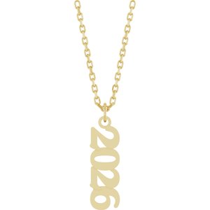 14K Yellow Gold 2026 19.1 X 5.4 Mm 18 In Polished Petite Year Necklace