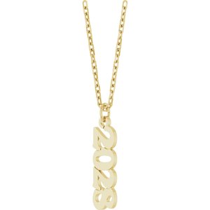 14K Yellow Gold 2028 19.1 X 5.4 Mm 18 In Polished Petite Year Necklace