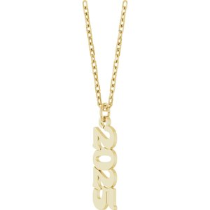 14K Yellow Gold 2025 19.1 X 5.4 Mm 18 In Polished Petite Year Necklace