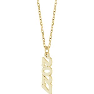 14K Yellow Gold 2027 19.1 X 5.4 Mm 18 In Polished Petite Year Necklace