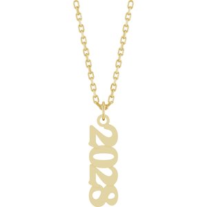 14K Yellow Gold 2028 19.1 X 5.4 Mm 18 In Polished Petite Year Necklace