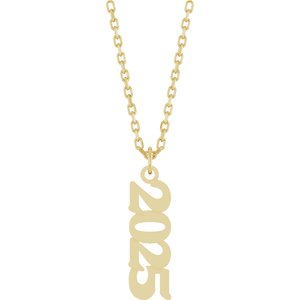 14K Yellow Gold 2025 19.1 X 5.4 Mm 18 In Polished Petite Year Necklace