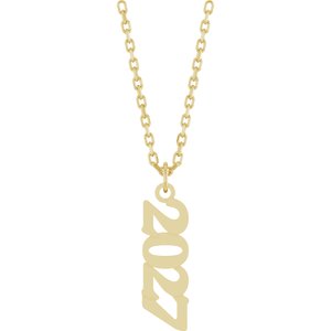 14K Yellow Gold 2027 19.1 X 5.4 Mm 18 In Polished Petite Year Necklace