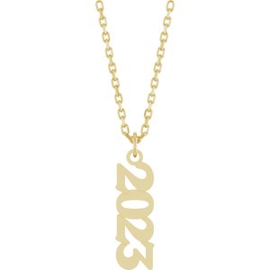14K Yellow Gold 2023 19.1 X 5.4 Mm 18 In Polished Petite Year Necklace