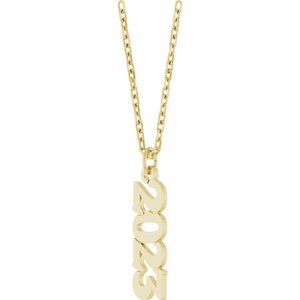 14K Yellow Gold 2023 19.1 X 5.4 Mm 18 In Polished Petite Year Necklace