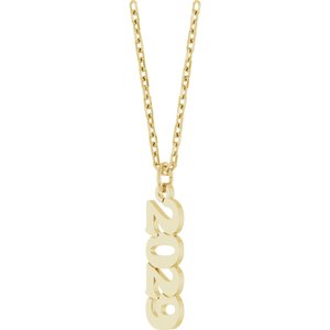 14K Yellow Gold 2029 19 X 5.4 Mm 18 In Polished Petite Year Necklace