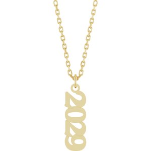 14K Yellow Gold 2029 19 X 5.4 Mm 18 In Polished Petite Year Necklace