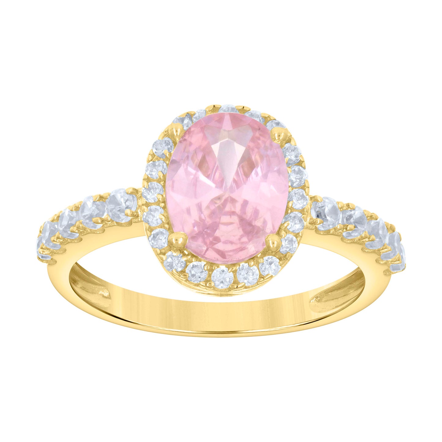 10K Yellow Gold Womens Oval Round Cubic-Zirconia Bridal Anniversary Engagement Wedding Ring