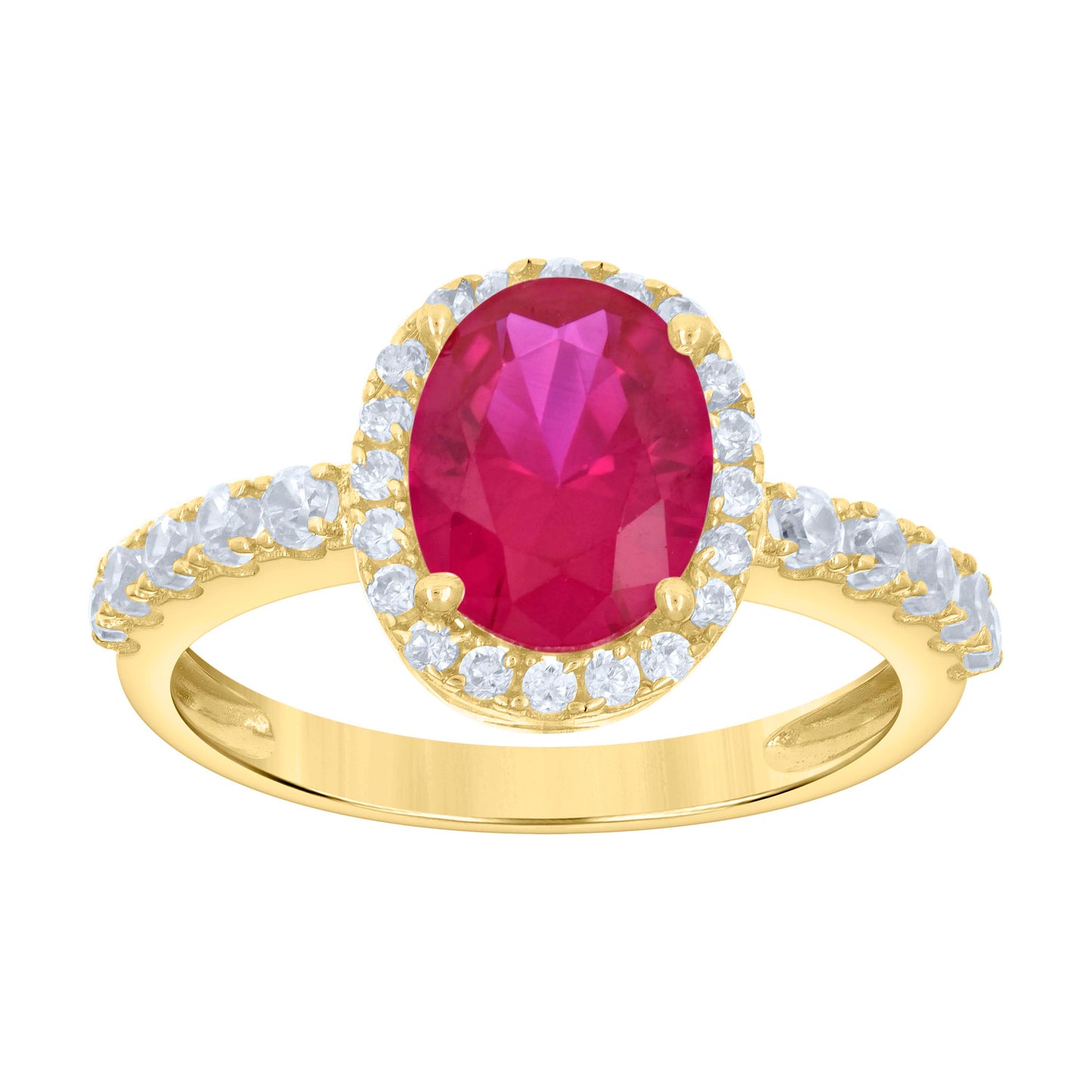 10K Yellow Gold Womens Oval Round Cubic-Zirconia Bridal Anniversary Engagement Wedding Ring