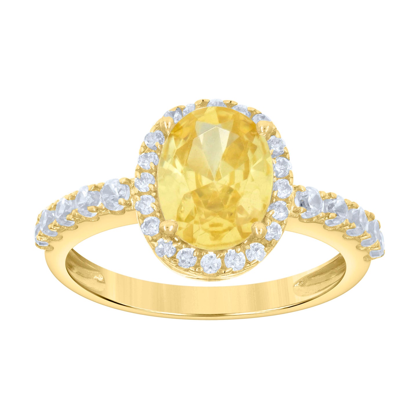 10K Yellow Gold Womens Oval Round Cubic-Zirconia Bridal Anniversary Engagement Wedding Ring