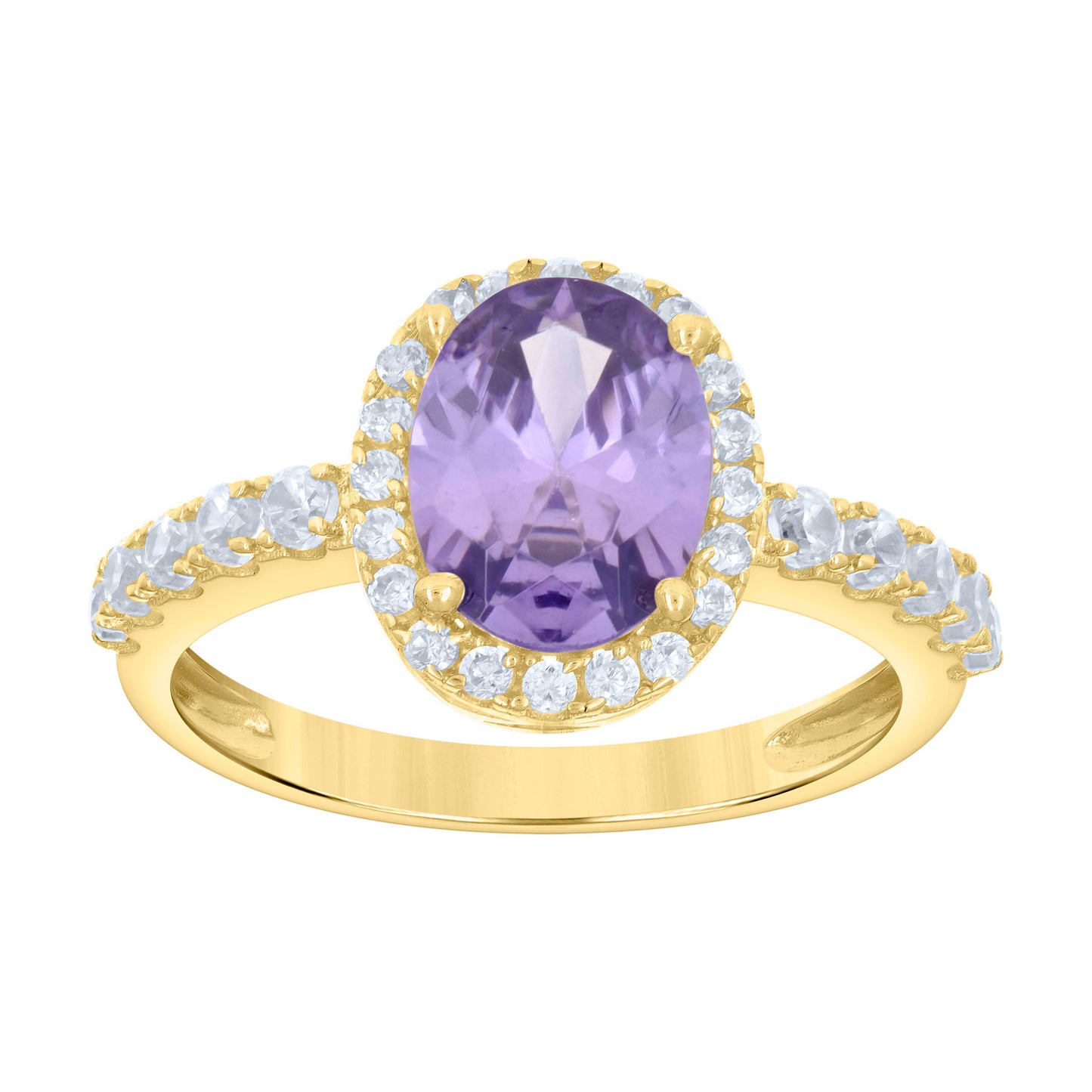10K Yellow Gold Womens Oval Round Cubic-Zirconia Bridal Anniversary Engagement Wedding Ring