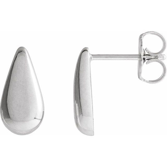 Sterling Silver 10.9 X 5.3 Mm Pair Friction Back Polished Teardrop Stud Earrings