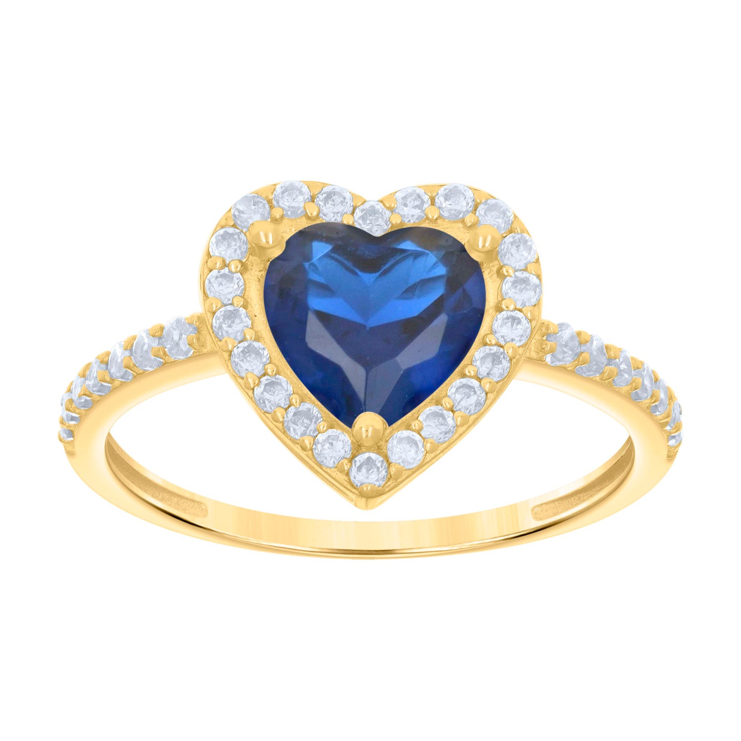 10K Yellow Gold Womens White Heart Round Cubic-Zirconia Heart Bridal Anniversary Engagement Wedding Ring