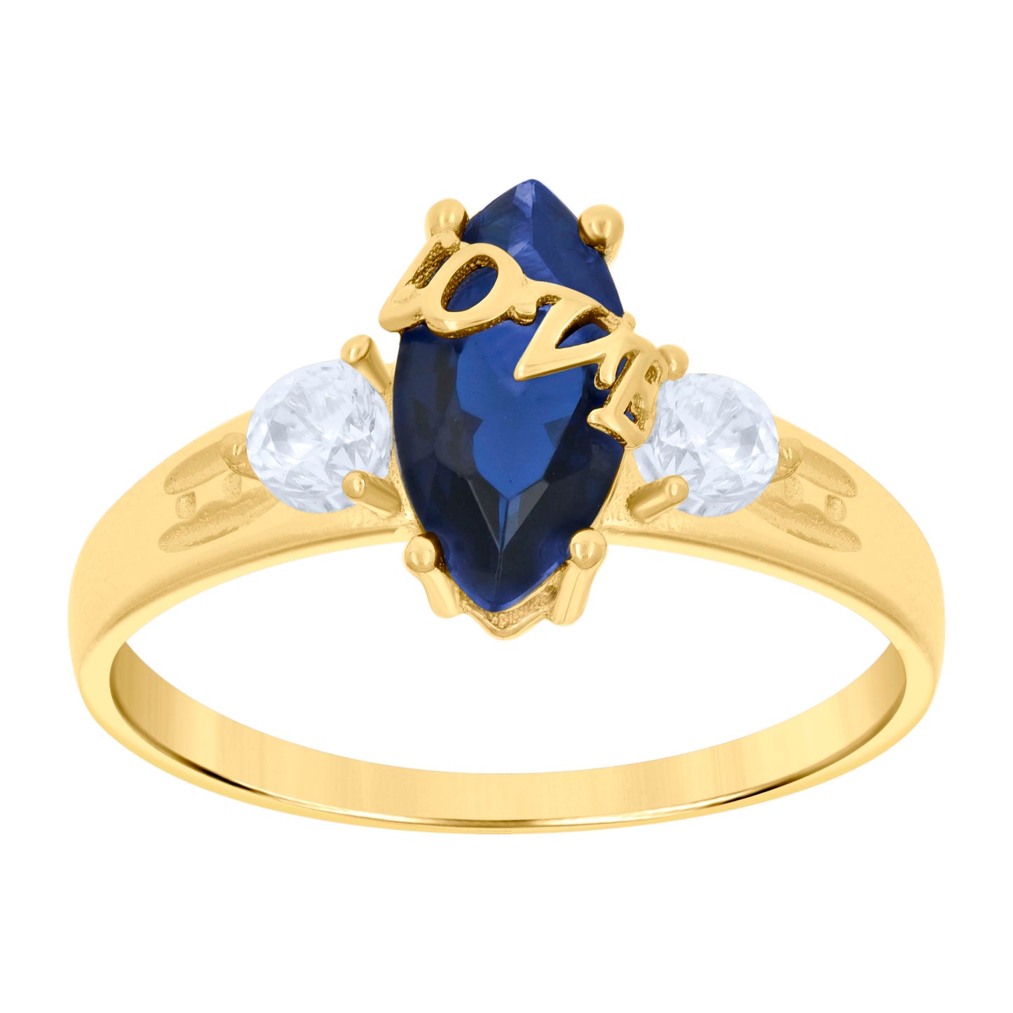 10K Yellow Gold Womens Marquise Round Cubic-Zirconia Love Bridal Anniversary Engagement Wedding Ring
