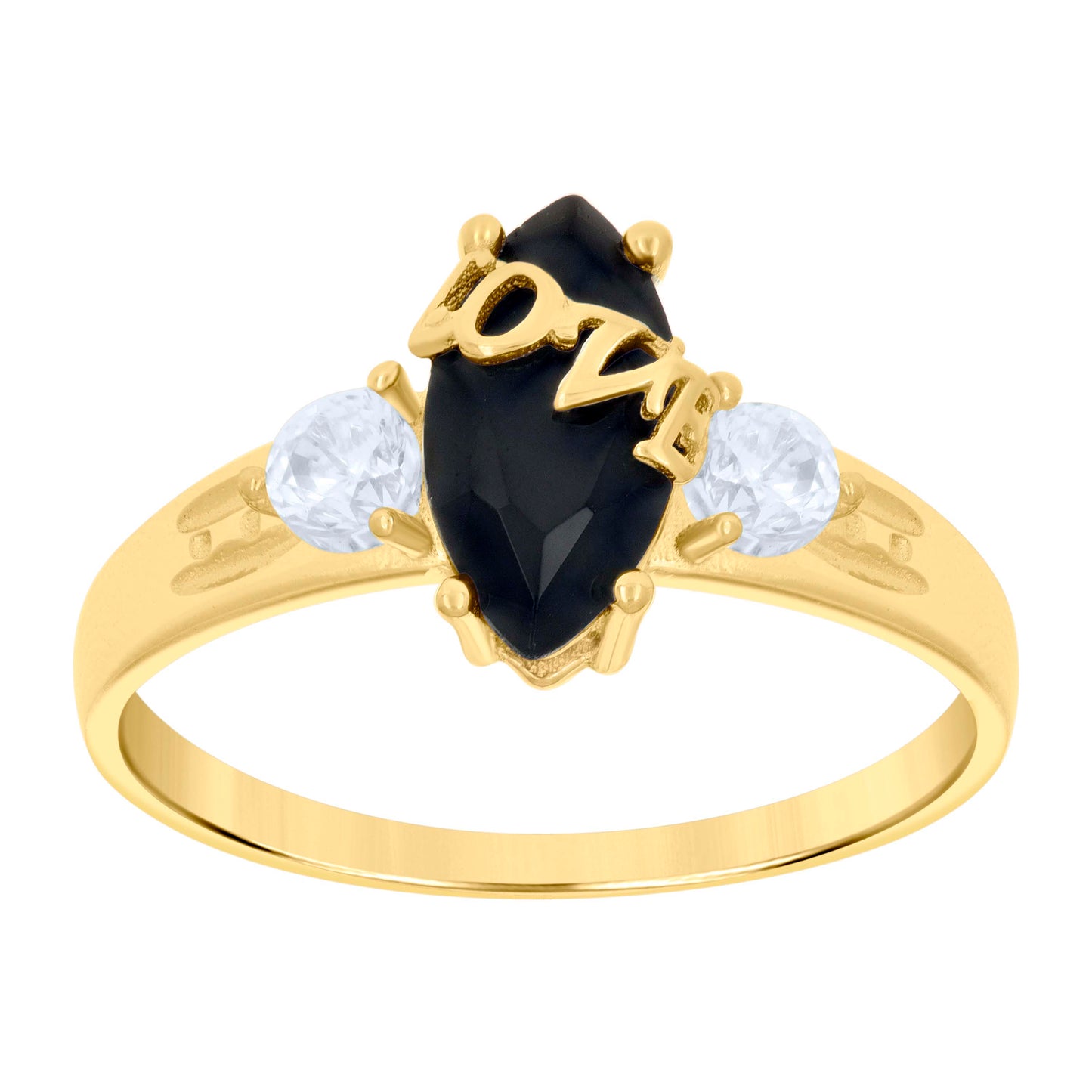 10K Yellow Gold Womens Marquise Round Cubic-Zirconia Love Bridal Anniversary Engagement Wedding Ring