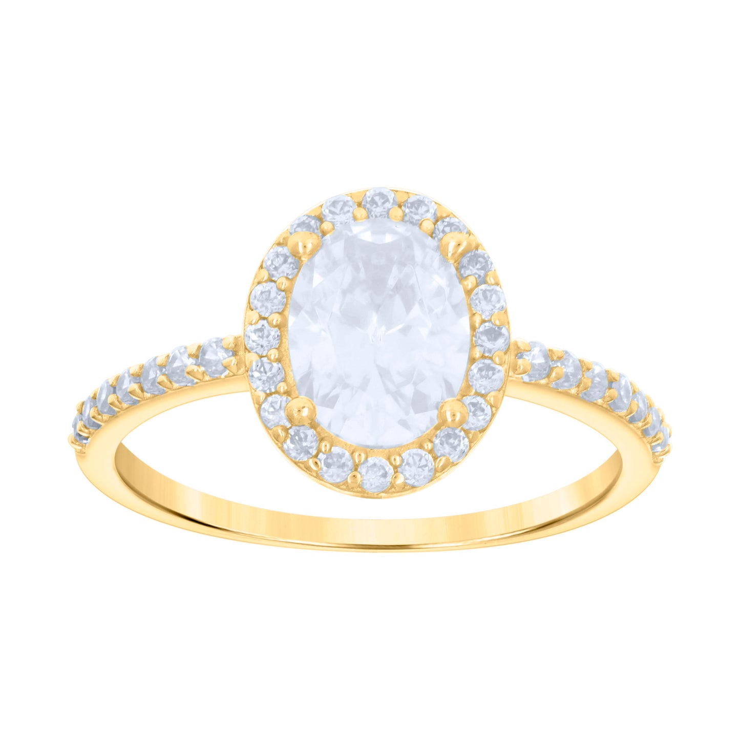 10K Yellow Gold Womens Oval Round Cubic-Zirconia Bridal Anniversary Engagement Wedding Ring