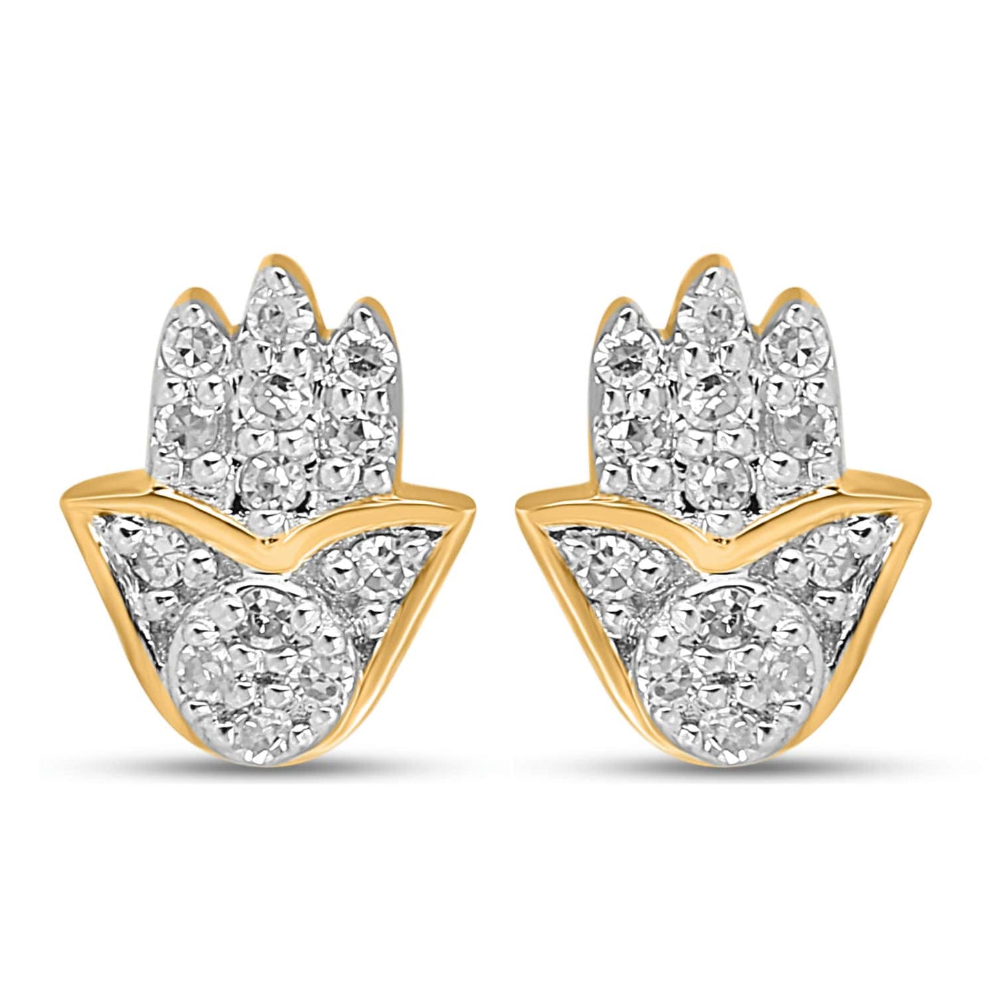 10K Yellow Gold 0.05 Cttw Diamond "Hand" Earring