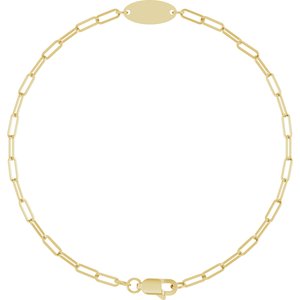 14K Yellow Gold 11 X 5 Mm 7 In Polished Engravable Oval Bracelet