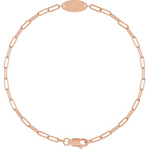 14K Rose Gold 11 X 5 Mm 7 In Polished Engravable Oval Bracelet