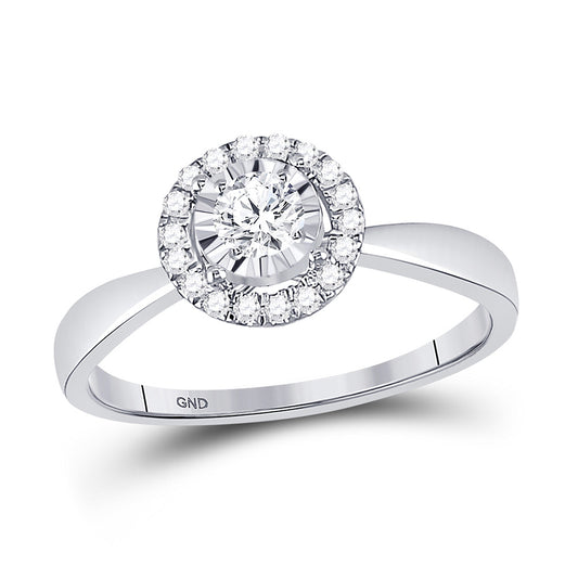 14K White Gold Round Diamond Halo Bridal Wedding Engagement Ring 1/3 Cttw, Womens Size: 5-10