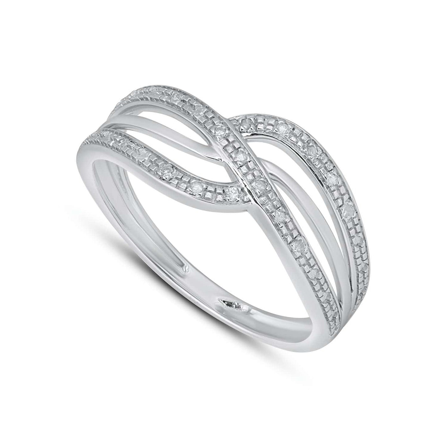 925 Sterling Silver 0.04 Cttw Diamond Ladies Ring
