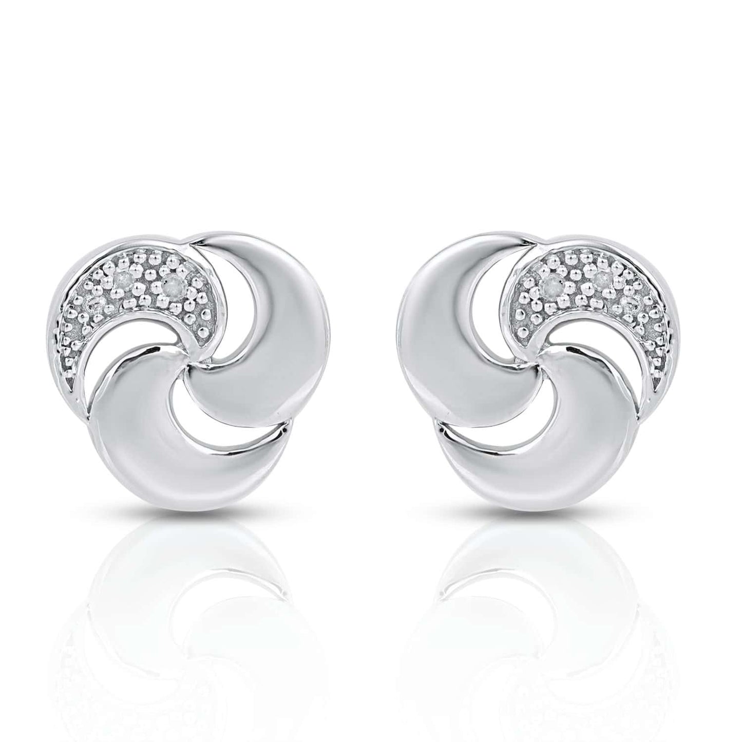 925 Sterling Silver 0.02 Cttw Diamond Earring