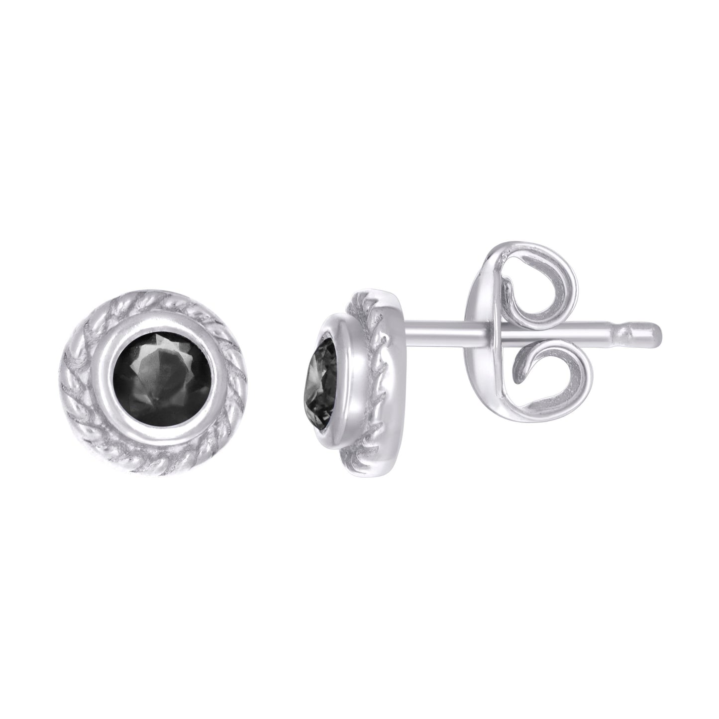 Sterling Silver Womens Cubic-Zirconia Round Stud Earrings