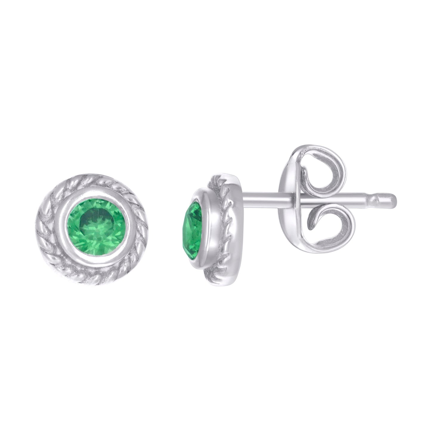 Sterling Silver Womens Cubic-Zirconia Round Stud Earrings
