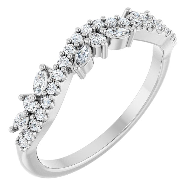 14K Yellow Or White Gold Marquise 2.5 X 1.25 Mm Polished 1/3 Ctw Lab-Grown Diamond Anniversary Band, Size 7